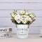 Summer Artificial Daisy Tabletop Decor , Silky Artificial Daisy Metal Pot Bonsai, Artificial Flowers in Metal Potted, Artificial Daisy Bouquet with Vase for Wedding Party Stage Centerpieces Windowsill Decor